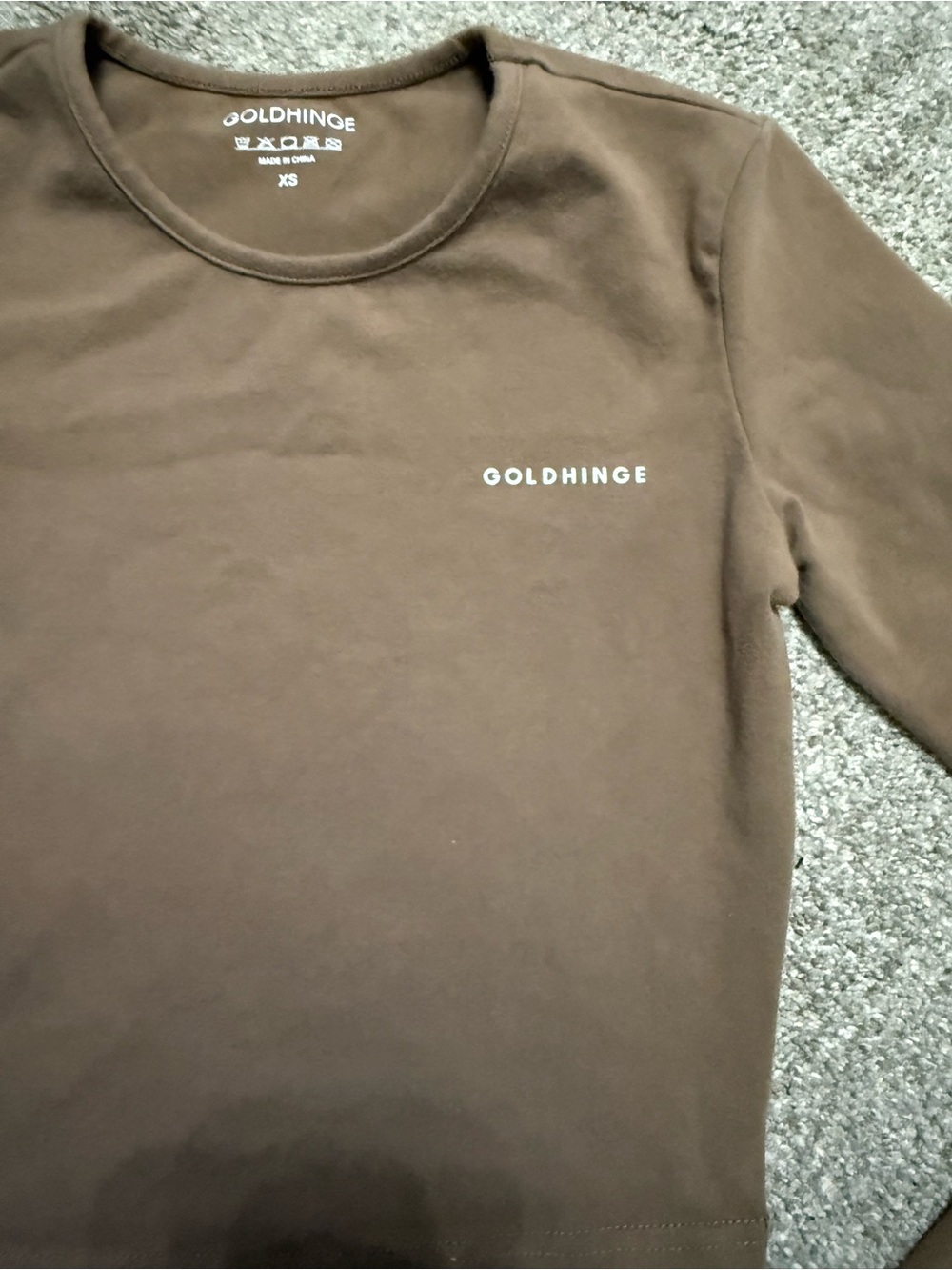 GoldHinge Brown Long-Sleeve Crop Tee